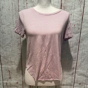 Casual Striped Pink Short Sleeve Top